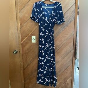 Wrap dress with birds